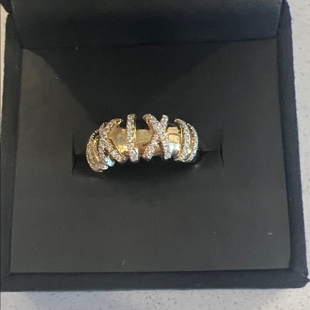 Moissanite Ring Yellow Gold Plated size7